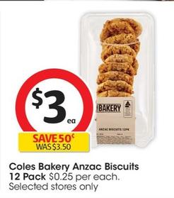 Coles - Bakery Anzac Biscuits  12 Pack offers at $3 in Coles