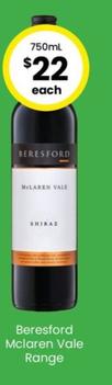 Beresford  - Mclaren Vale  Range offers at $22 in The Bottle-O