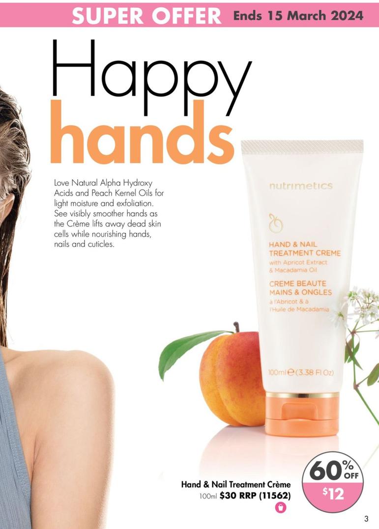 Hand & Nail Treatment Crème 100ml  offers at $12 in Nutrimetics