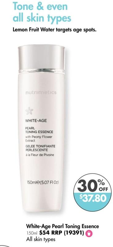 White-Age Pearl Toning Essence 150ml offers at $37.8 in Nutrimetics