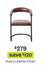 Avery Leather Chair offers at $279 in Early Settler
