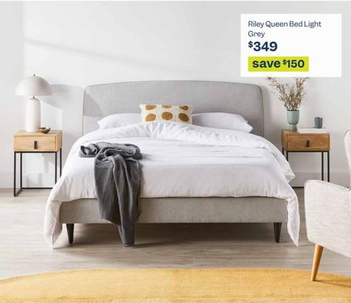 Riley Queen Bed Light Grey offers at $349 in Early Settler