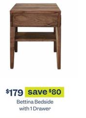 Bettina Bedside with 1 Drawer offers at $179 in Early Settler