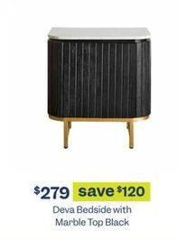 Deva Bedside with Marble Top Black offers at $279 in Early Settler