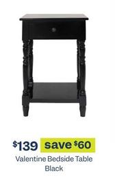Valentine Bedside Table Black offers at $139 in Early Settler
