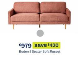 Boden 3 Seater Sofa Russet offers at $979 in Early Settler