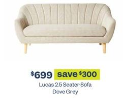 Lucas 2.5 Seater Sofa Dove Grey offers at $699 in Early Settler