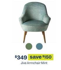 Jive Armchair Mint offers at $349 in Early Settler