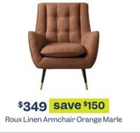 Roux - Linen Armchair Orange Marle offers at $349 in Early Settler