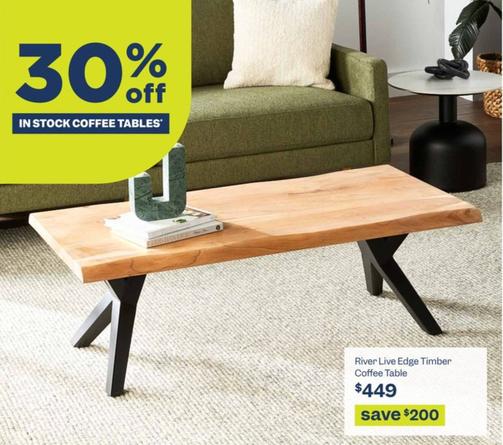 River Live Edge Timber Coffee Table offers at $449 in Early Settler
