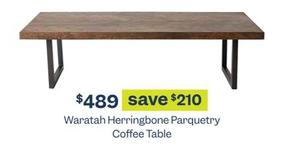 Waratah Herringbone Parquetry Coffee Table offers at $489 in Early Settler