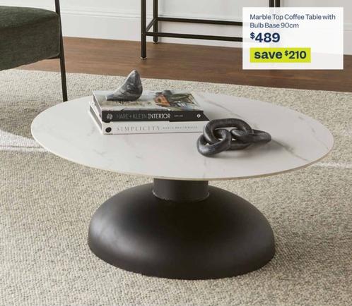 Marble - Top Coffee Table with Bulb Base 90cm offers at $489 in Early Settler