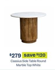 Cassius Side Table Round Marble Top White offers at $279 in Early Settler