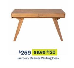 Farrow 2 Drawer Writing Desk offers at $259 in Early Settler