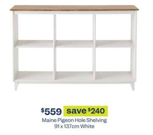 Maine Pigeon Hole Shelving 91x 137cm White offers at $559 in Early Settler