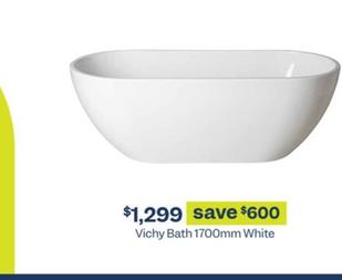 Vichy Bath 1700mm White offers at $1299 in Early Settler