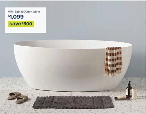 Milini Bath 1600mm White offers at $1099 in Early Settler