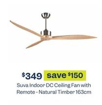 Suva - Indoor Dc Ceiling Fan With Remote - Natural Timber 163cm offers at $349 in Early Settler