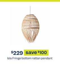 Isla - Fringe bottom rattan pendant offers at $229 in Early Settler