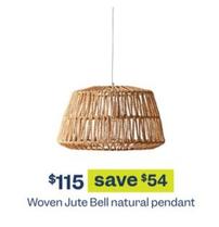 Woven Jute Bell natural pendant offers at $115 in Early Settler