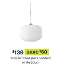Treviso fluted glass pendant white 30cm offers at $139 in Early Settler