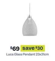 Luca Glass Pendant 23x31cm offers at $69 in Early Settler