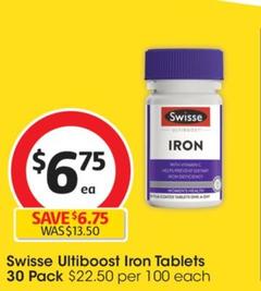 Swisse - Ultiboost Iron Tablets 30 Pack offers at $6.75 in Coles