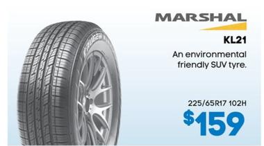 Marshal -  KL21 225/65R17 102H offers at $159 in Tyres & More