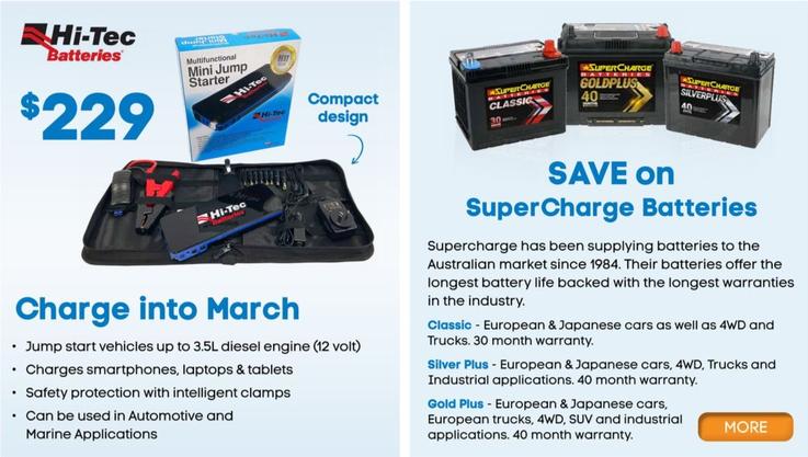 Save on SuperCharge Batteries offers in Tyres & More