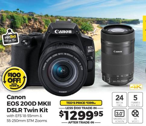 Canon - EOS 200D MKII DSLR Twin Kit offers at $1299.95 in Ted's Cameras