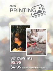 8x12" Prints offers at $4.95 in Ted's Cameras