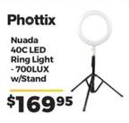 Phottix - Nuada 40c Led Ring Light - 700lux W/stand offers at $169.95 in Ted's Cameras
