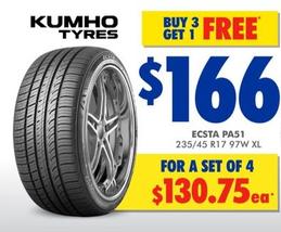 Kumho - ECSTA PA51 235/45 R17 97W XL offers at $166 in Bob Jane T-Marts