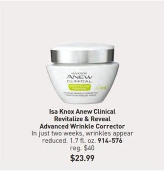 Isa Knox - Anew Clinical Revitalize & Reveal Advanced Wrinkle Corrector offers at $23.99 in Avon