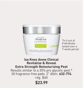 Isa Knox - Anew Clinical Revitalize & Reveal Extra Strength Retexturizing Peel offers at $23.99 in Avon