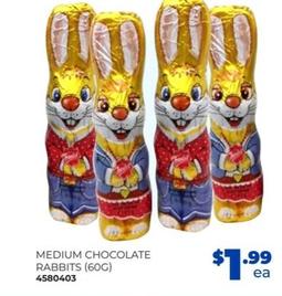 Medium Chocolate Rabbits (60g) offers at $1.99 in Prices Plus
