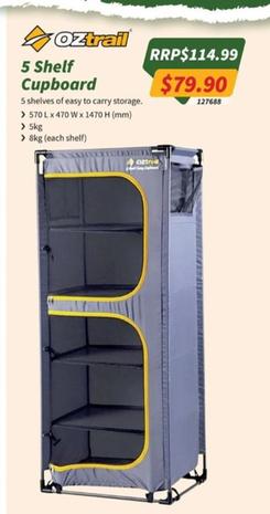 Oztrail - 5 Shelf Cupboard offers at $79.9 in Tentworld