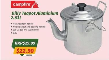 Campfire - Billy Teapot Aluminium 2.83L offers at $22.9 in Tentworld