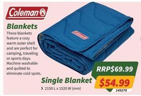 Coleman - Single Blanket offers at $54.99 in Tentworld