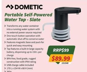 Dometic - Portable Self-Powered Water Tap - Slate offers at $89.99 in Tentworld