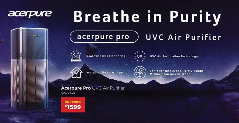 Acerpure - Pro UVC Air Purifier AP972-50B offers at $1599 in Bing Lee