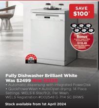 Miele - Fully Dishwasher Brilliant White offers at $2399 in Bing Lee