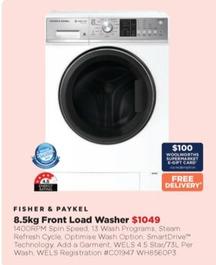 Fisher & Paykel - 8.5kg Front Load Washer offers at $1049 in Bing Lee