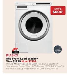 Asko - 8kg Front Load Washer offers at $1399 in Bing Lee