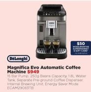 Delonghi - Magnifica Evo Automatic Coffee Machine offers at $949 in Bing Lee