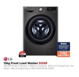 Lg - 12kg Front Load Washer offers at $1599 in Bing Lee