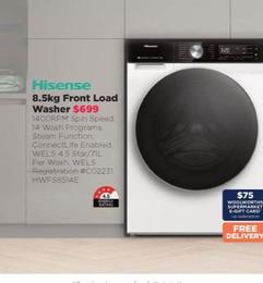 Hisense - 8.5kg Front Load Washer offers at $699 in Bing Lee