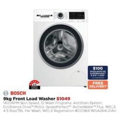 Bosch - 9kg Front Load Washer offers at $1049 in Bing Lee