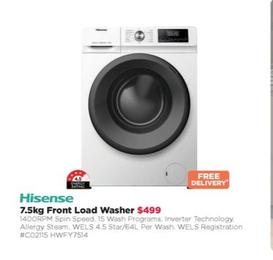 Hisense - 7.5kg Front Load Washer offers at $499 in Bing Lee