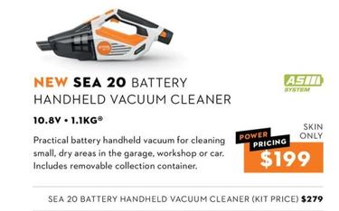 Sea 20 Battery Handheld Vacuum Cleaner offers at $199 in Stihl